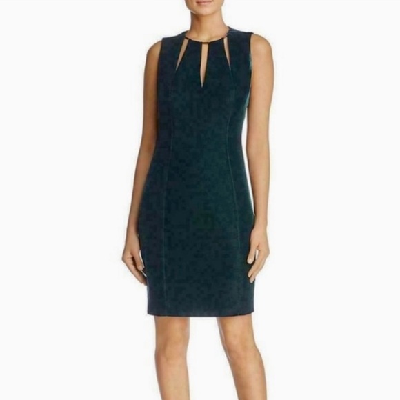 ELIE TAHARI Velvet Green Sleeveless Sheath Dress Cut Out Cocktail Party Size 0 - Picture 1 of 16